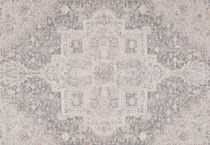 Lara Traditional Ivory/Grey Medallion Low Pile Rug