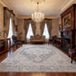 Lara Traditional Ivory/Grey Medallion Low Pile Rug