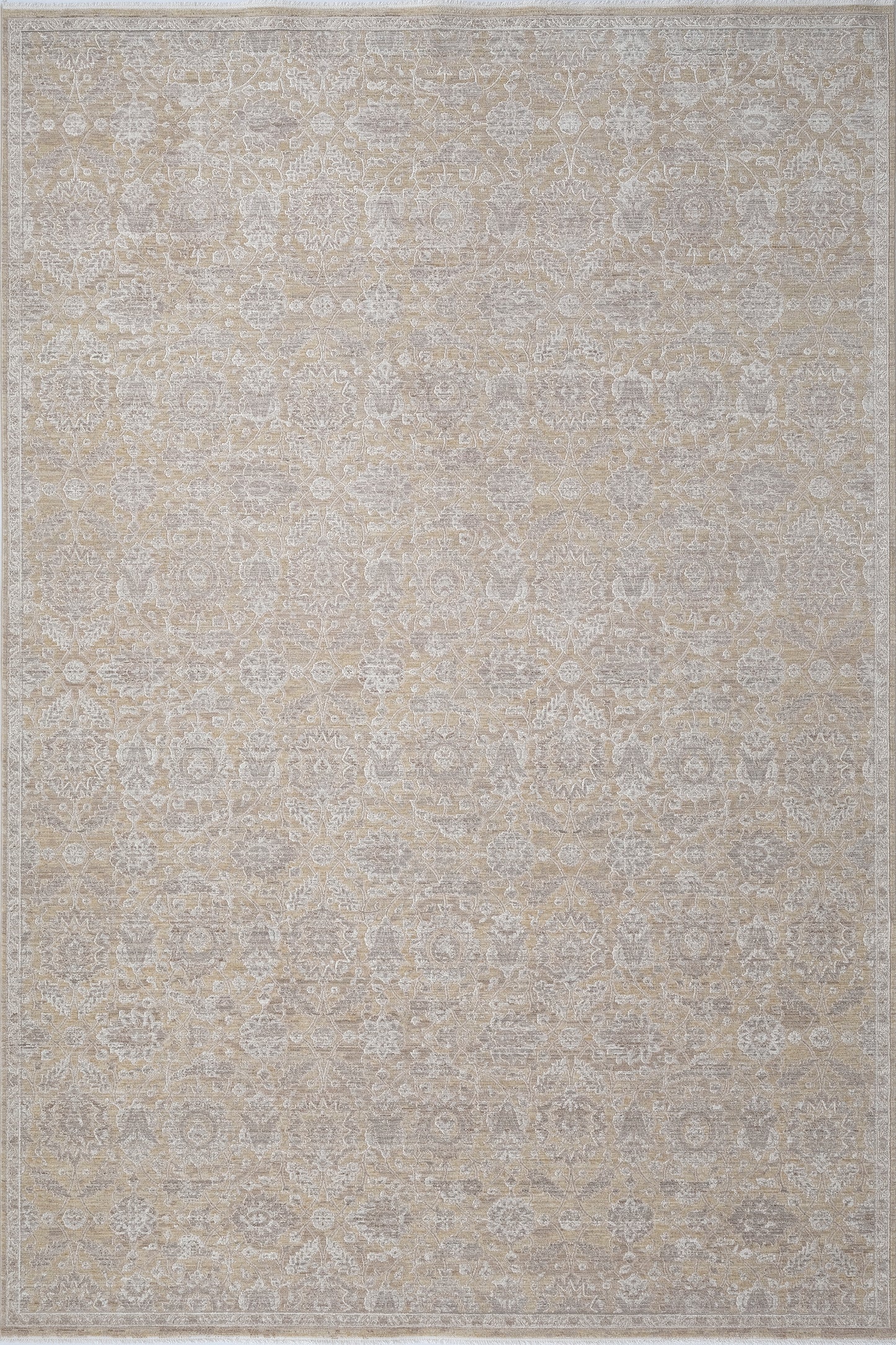 Lara Traditional Beige/Grey Floral Low Pile Rug