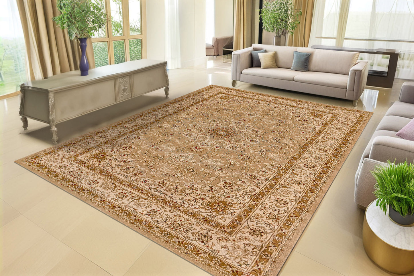 Legacy Traditional Yellow Classic Medium Pile Rug