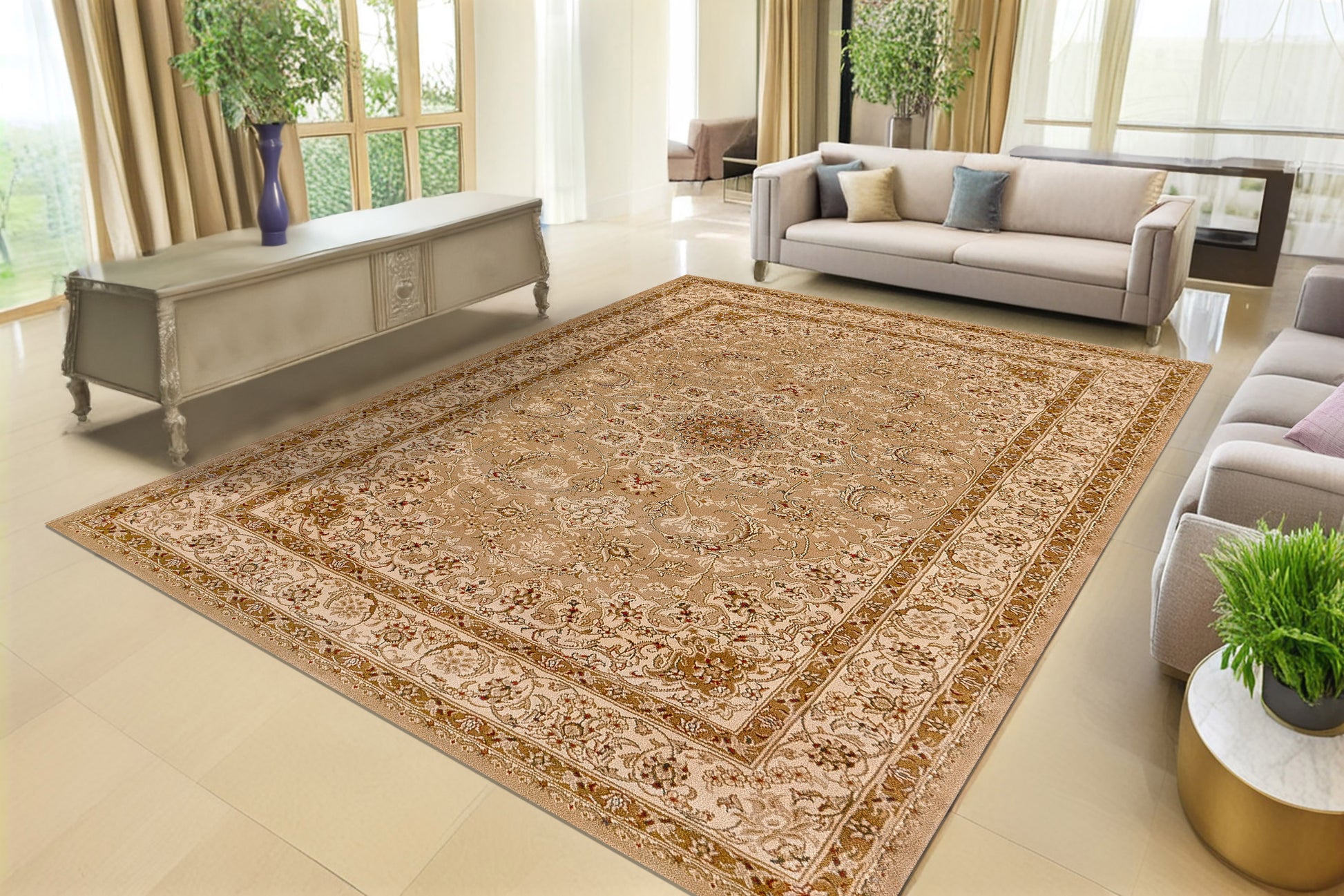 Legacy Traditional Yellow Classic Medium Pile Rug