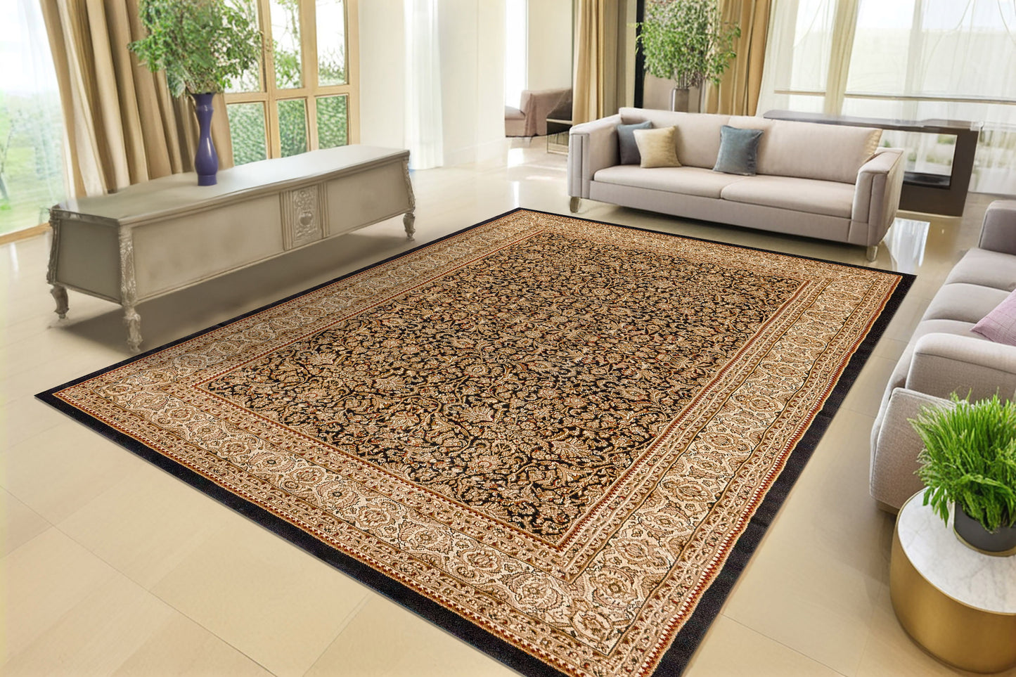 Legacy Traditional Black Classic Medium Pile Rug