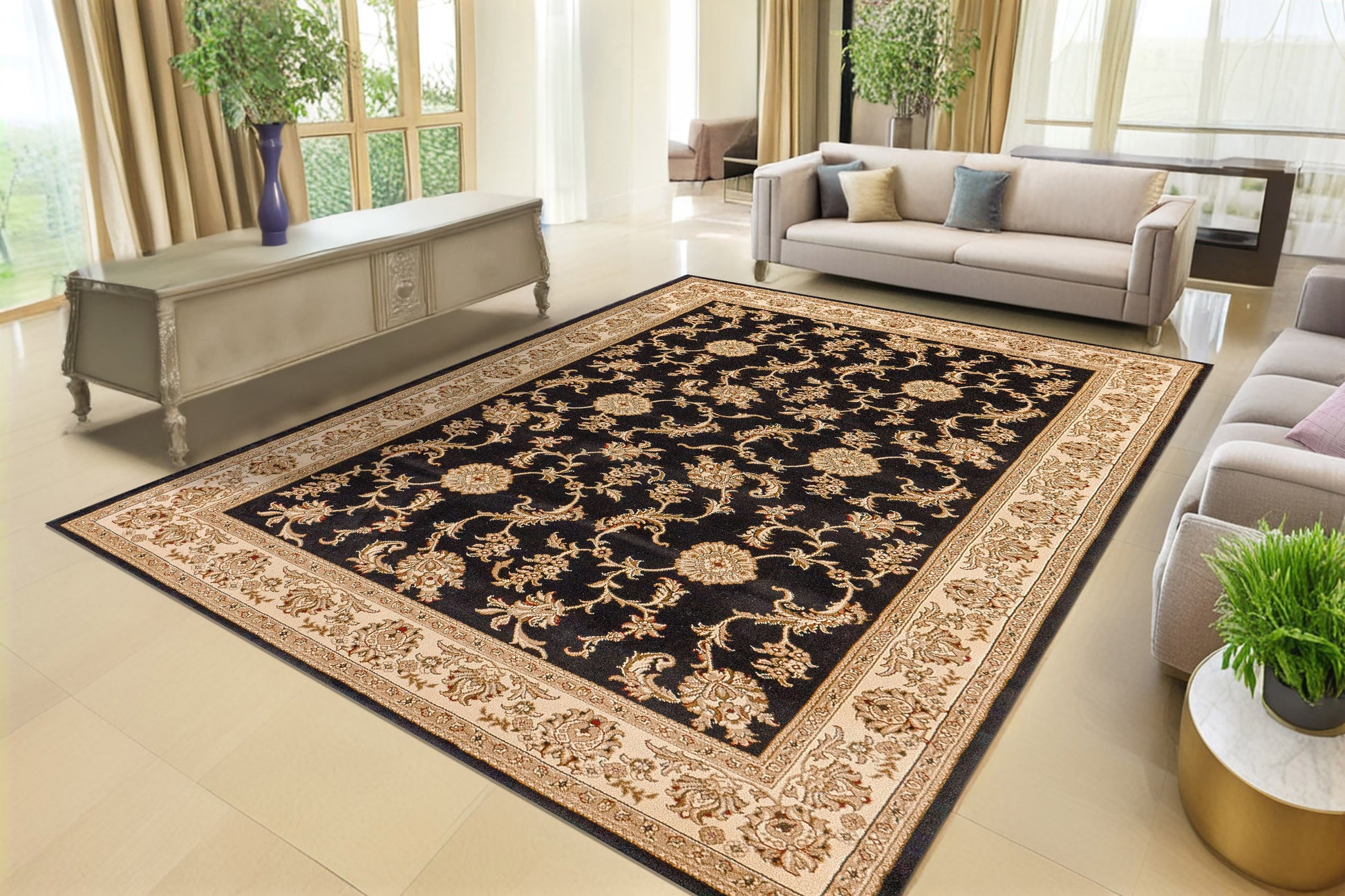 Legacy Traditional Black Classic Medium Pile Rug