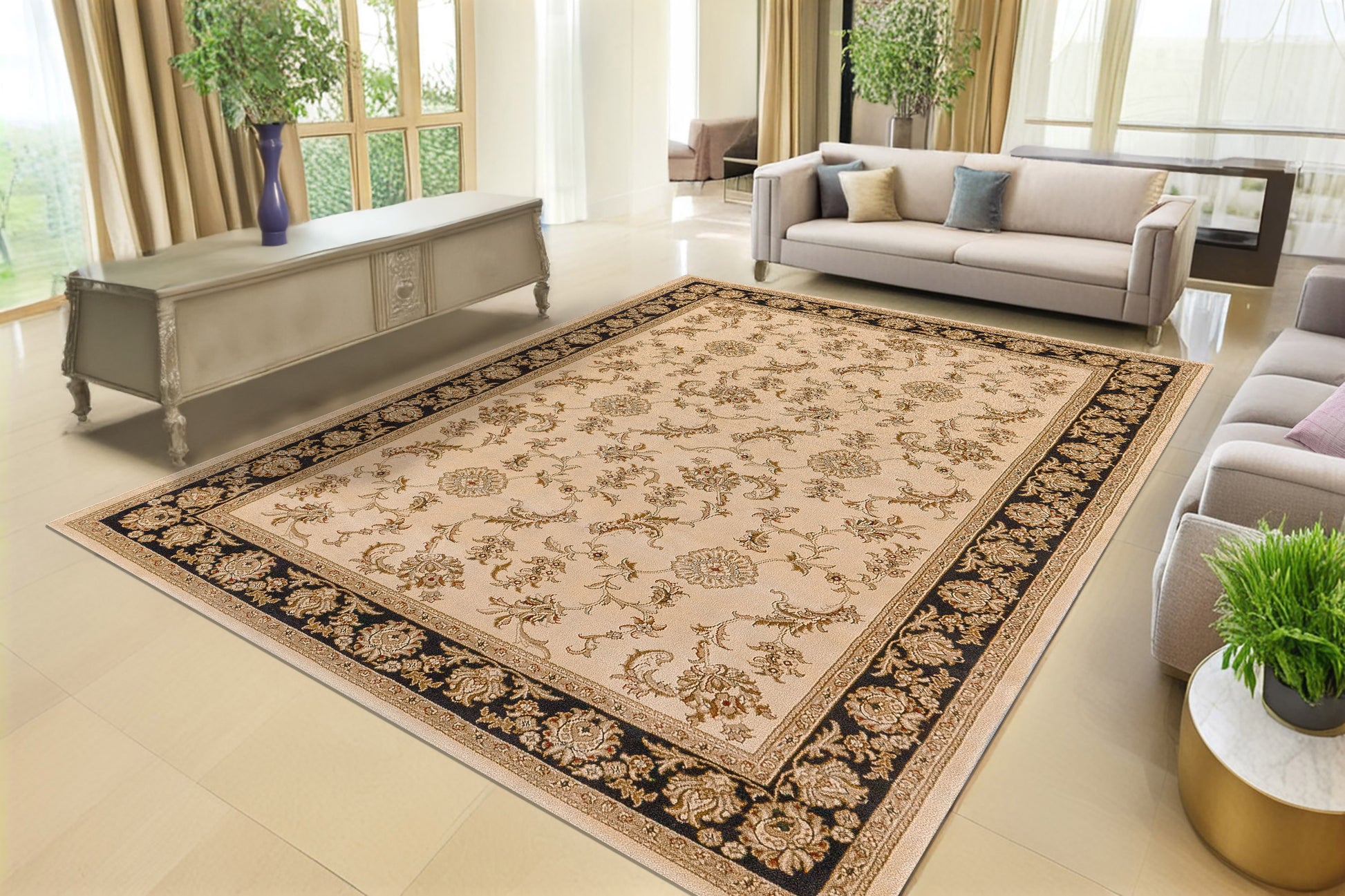 Legacy Traditional Ivory/Black Classic Medium Pile Rug
