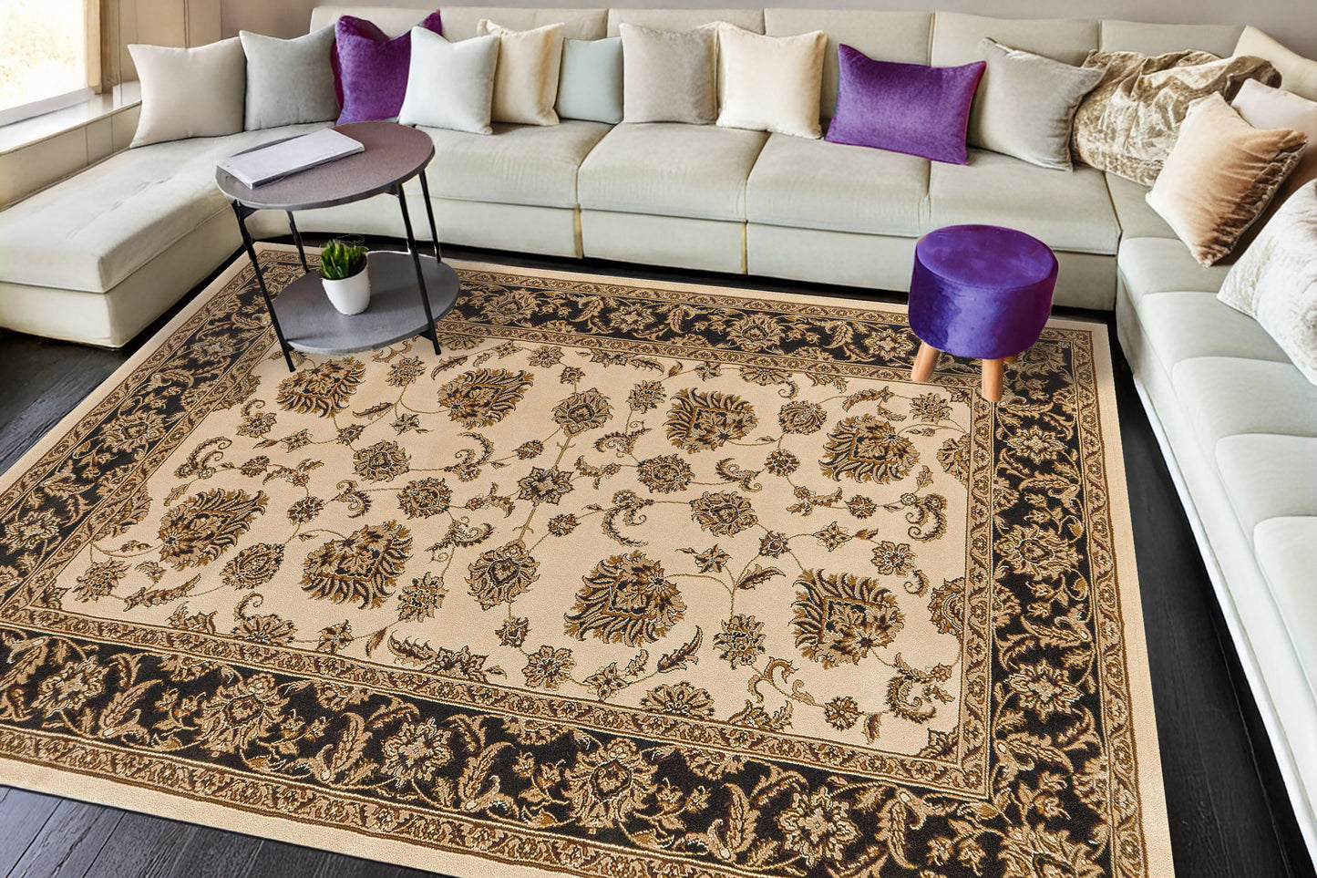 Legacy Traditional Cream/Brown Classic Medium Pile Rug