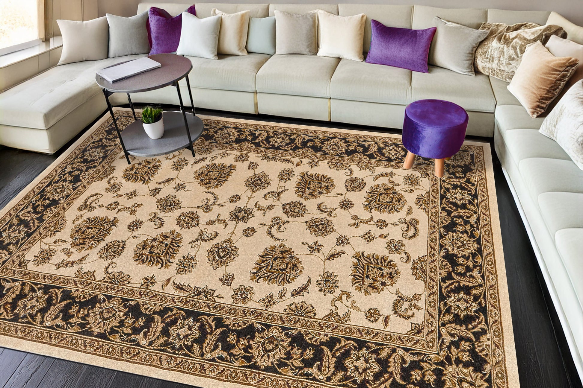 Legacy Traditional Cream/Brown Classic Medium Pile Rug