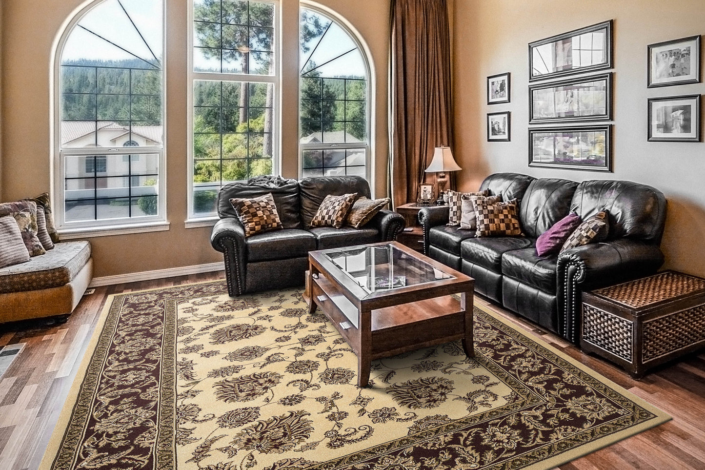 Legacy Traditional Cream/Brown Classic Medium Pile Rug