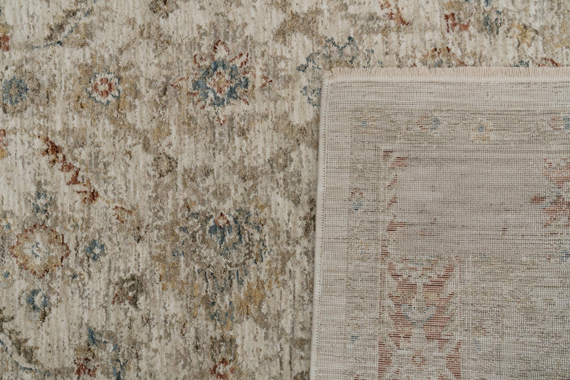 Luminous Traditional Cream/Beige/Red Floral Medium Pile Rug