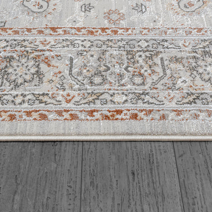 Marina Traditional Grey/Rose Oriental Medium Pile Rug