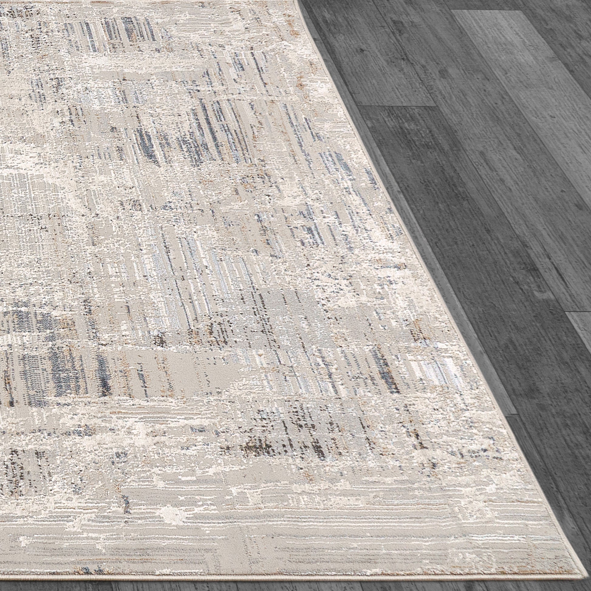 Marina Modern White/Grey Abstract Medium Pile Rug