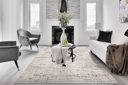 Marina Modern White/Grey Abstract Medium Pile Rug