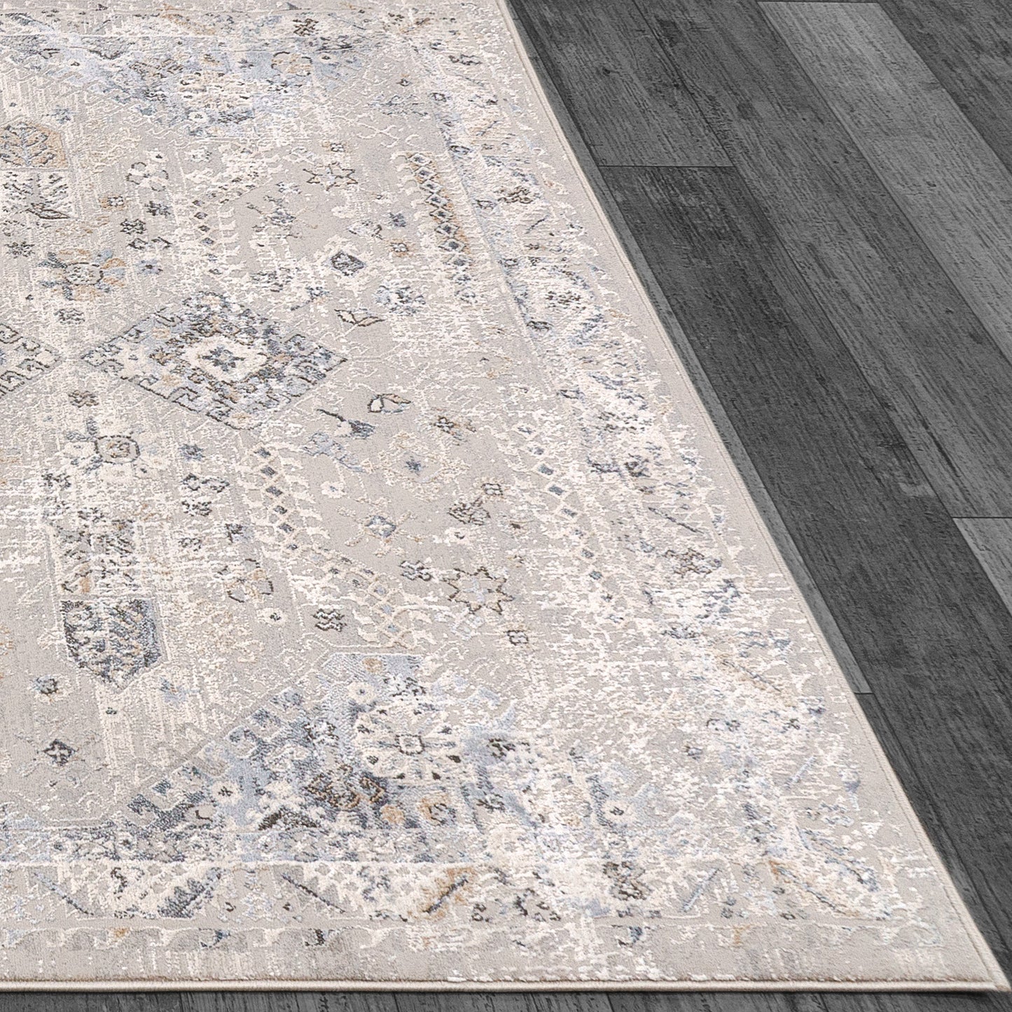Marina Transitional Grey/Blue Oriental Medium Pile Rug