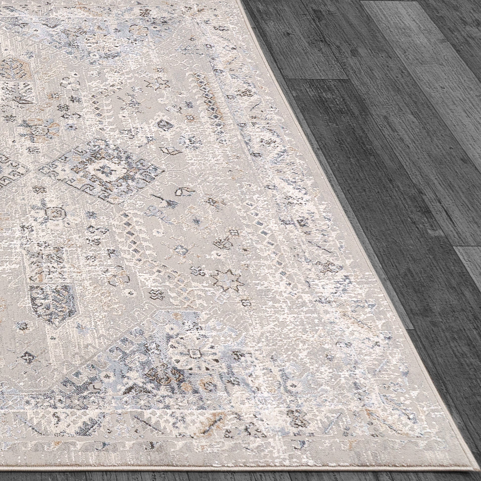 Marina Transitional Grey/Blue Oriental Medium Pile Rug