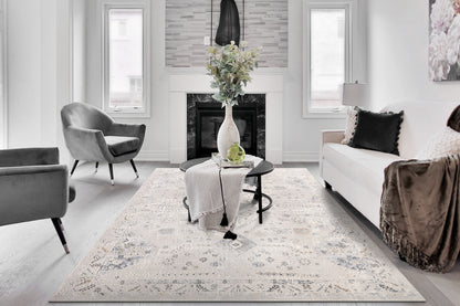 Marina Transitional Grey/Blue Oriental Medium Pile Rug