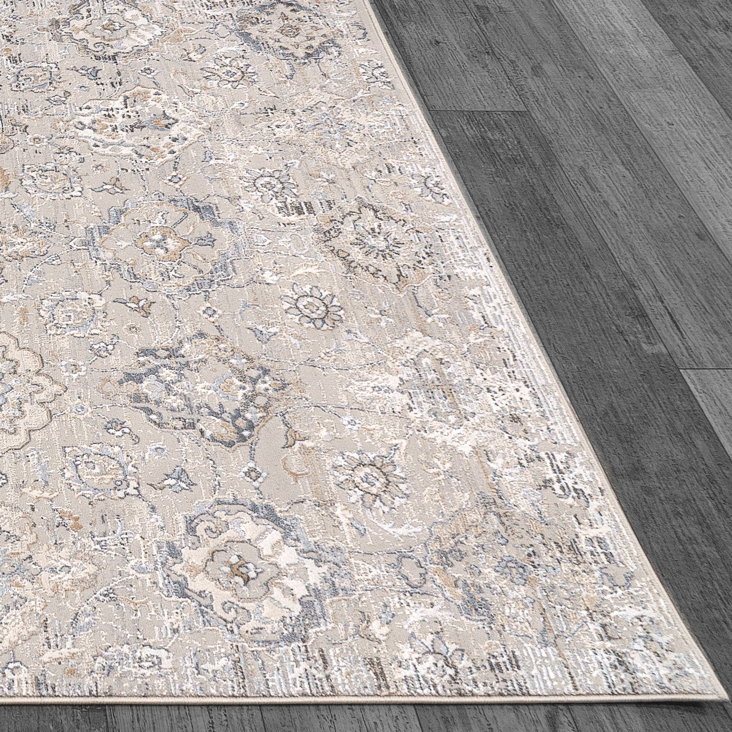 Marina Transitional White/Grey Oriental Medium Pile Rug