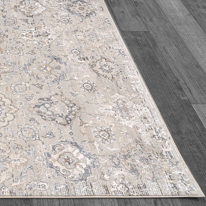 Marina Transitional White/Grey Oriental Medium Pile Rug