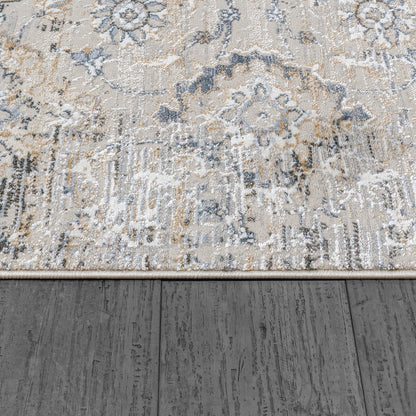 Marina Transitional White/Grey Oriental Medium Pile Rug