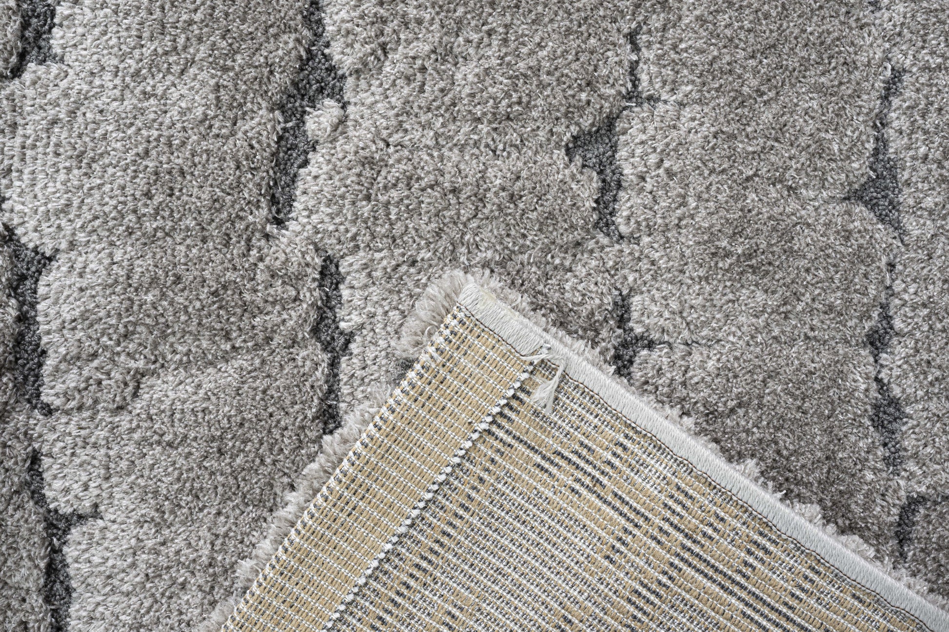 Masai Modern Grey Geometric Shag Rug