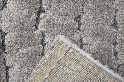 Masai Modern Grey Geometric Shag Rug