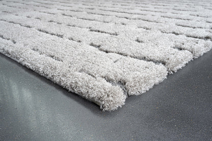 Masai Modern Grey Geometric Shag Rug