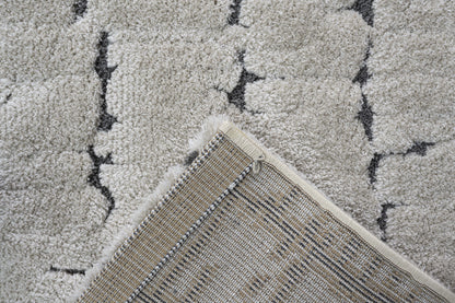 Masai Modern Ivory Geometric Shag Rug