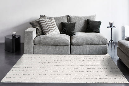 Masai Modern Ivory Geometric Shag Rug