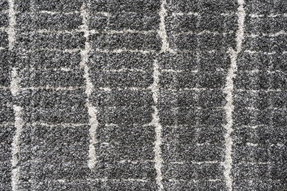 Masai Modern Black/White Geometric Shag Rug
