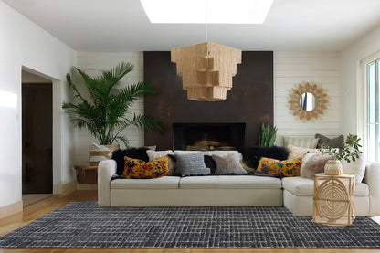 Masai Modern Black/White Geometric Shag Rug