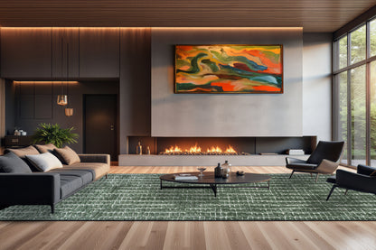 Masai Modern Sage Striped Shag Rug