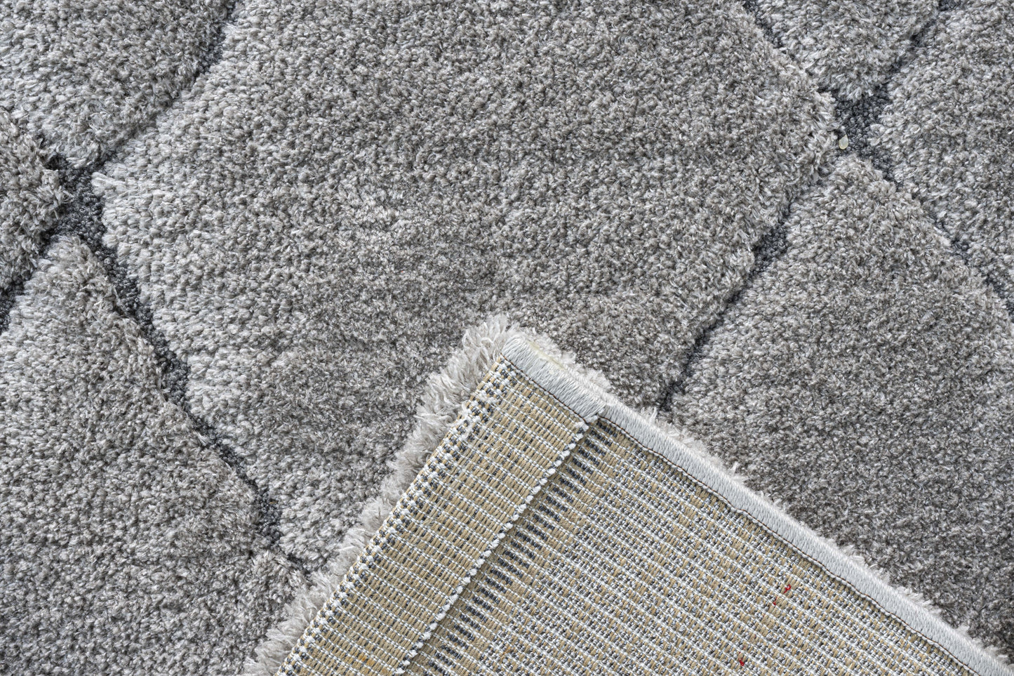 Masai Modern Beige Geometric Shag Rug