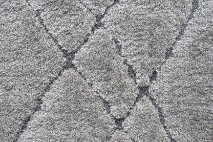 Masai Modern Beige Geometric Shag Rug