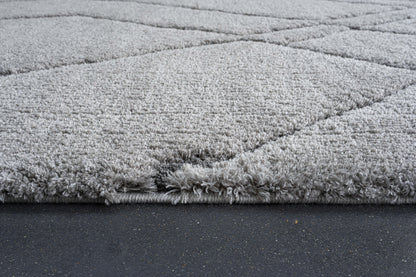 Masai Modern Beige Geometric Shag Rug