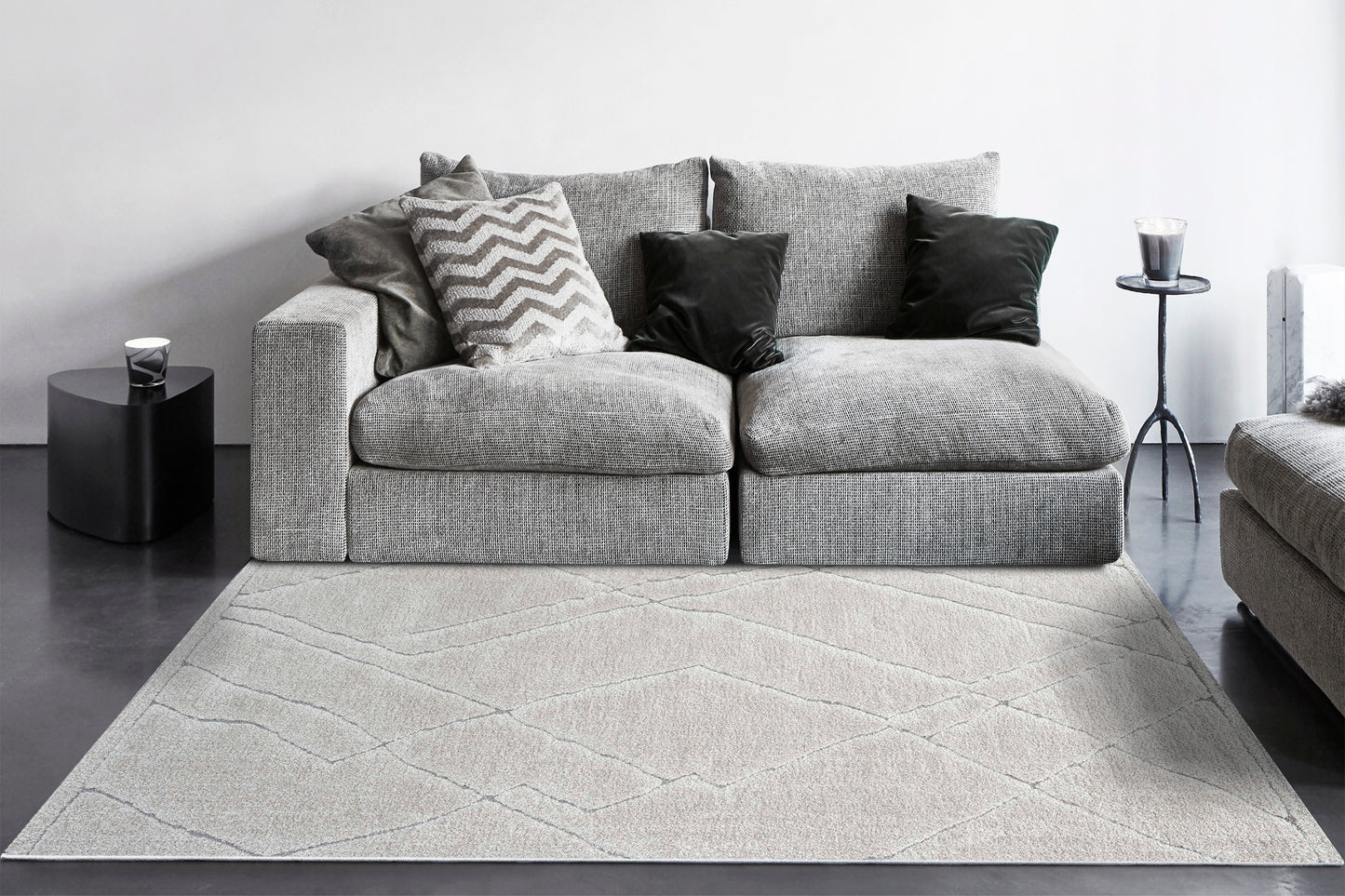 Masai Modern Beige Geometric Shag Rug