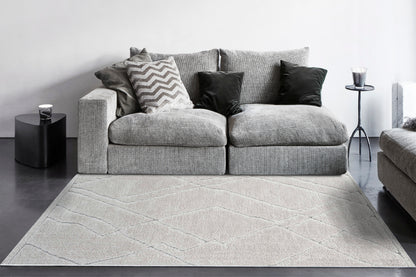 Masai Modern Beige Geometric Shag Rug