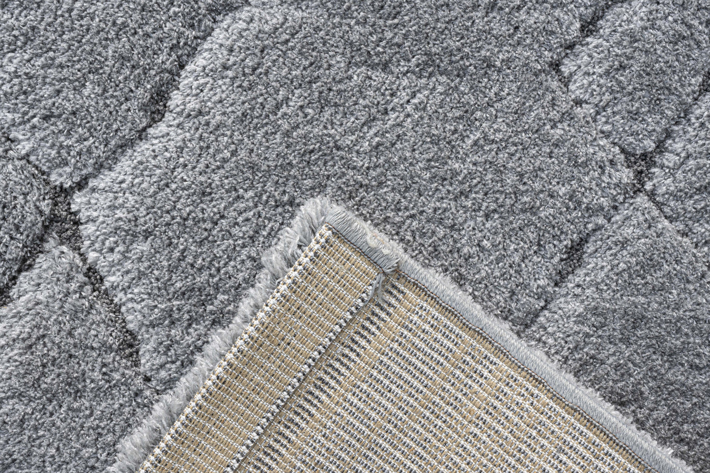 Masai Modern Grey Geometric Shag Rug