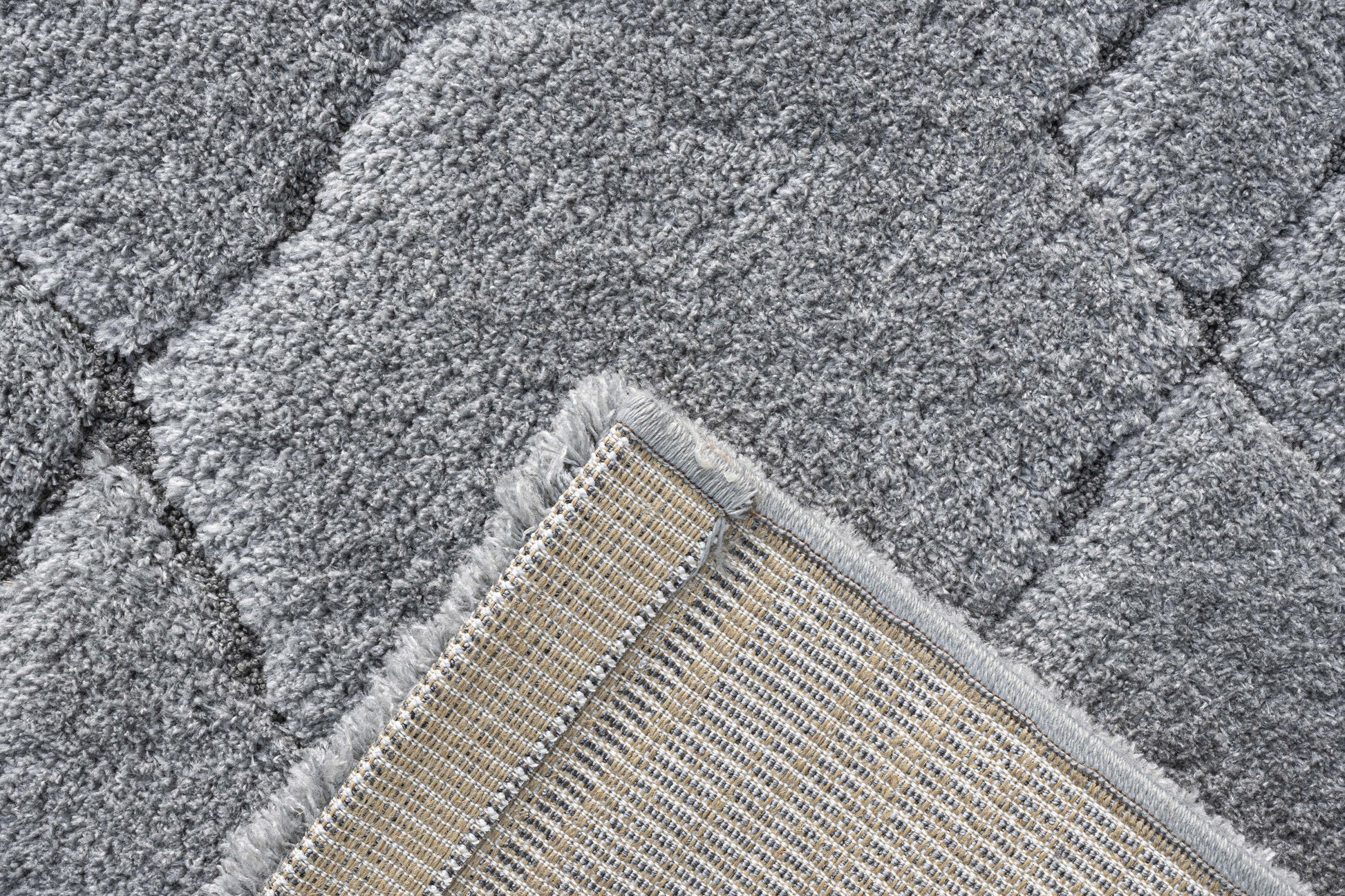 Masai Modern Grey Geometric Shag Rug