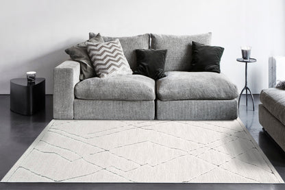Masai Modern Ivory Geometric Shag Rug