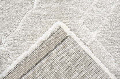 Masai Modern Ivory Geometric Shag Rug