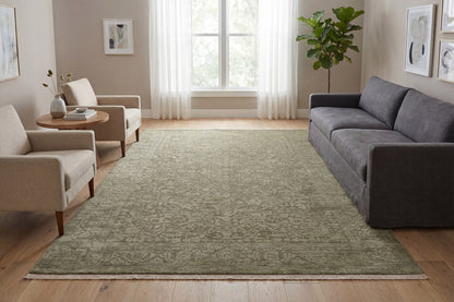 Meadow Traditional Sage/Beige Medallion Medium Pile Rug