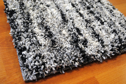 Mehari Contemporary Black/White Abstract High Pile Rug