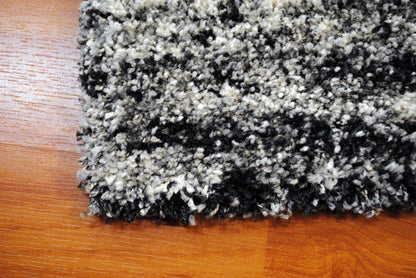Mehari Contemporary Black/White Abstract High Pile Rug