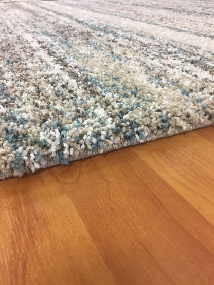 Mehari Contemporary Blue Abstract High Pile Rug