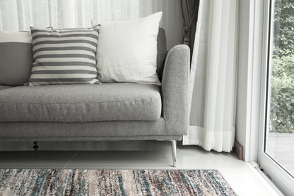Mehari Contemporary Blue Abstract High Pile Rug