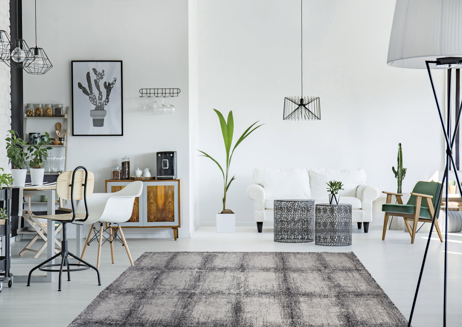 Mehari Contemporary Black/White Geometric High Pile Rug