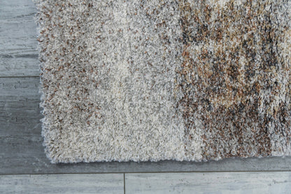 Mehari Modern Ivory/Rust/Multi Abstract High Pile Rug