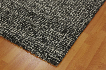 Mehari Contemporary Dark Grey/Ivory Geometric High Pile Rug
