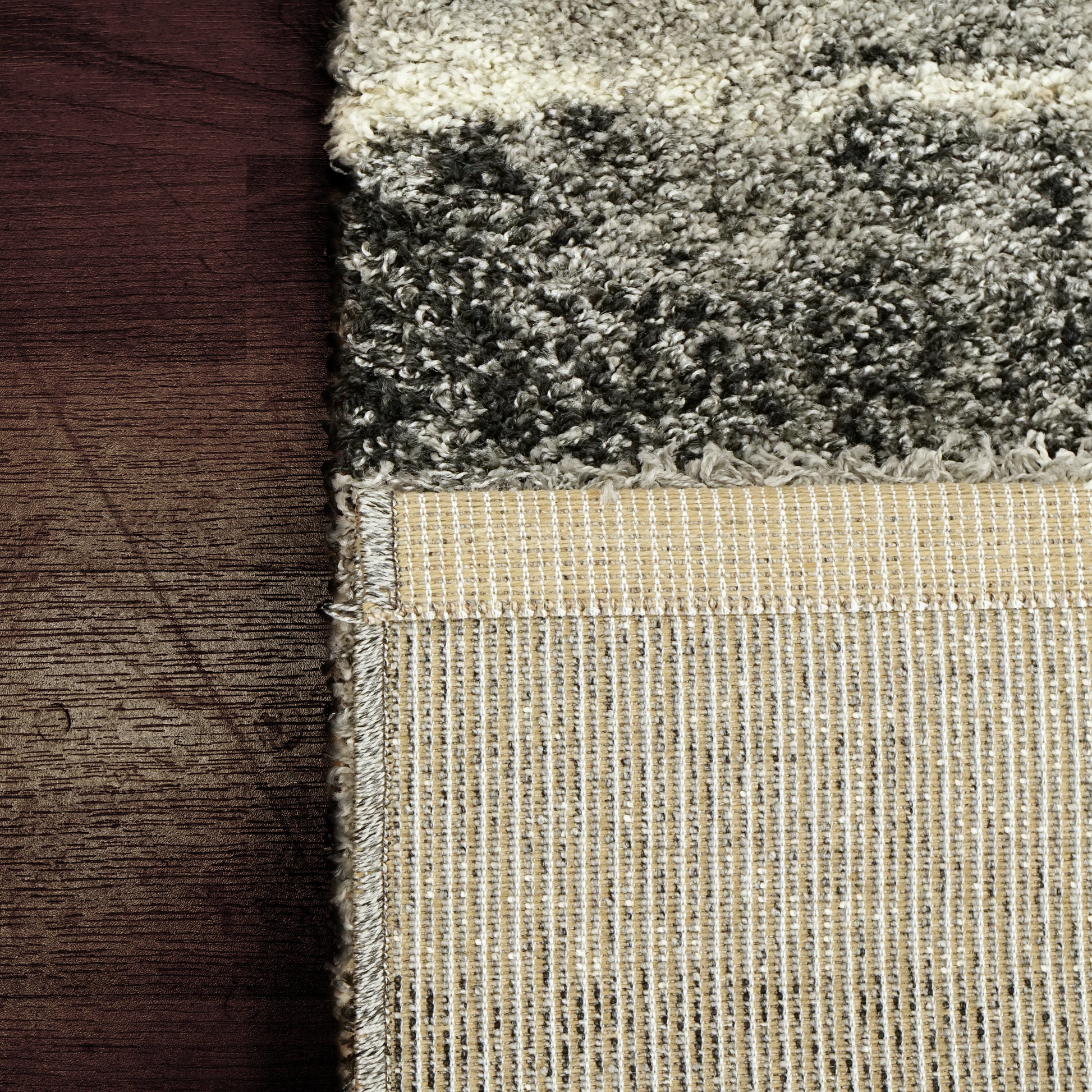 Mehari Contemporary Grey/Charcoal Abstract High Pile Rug