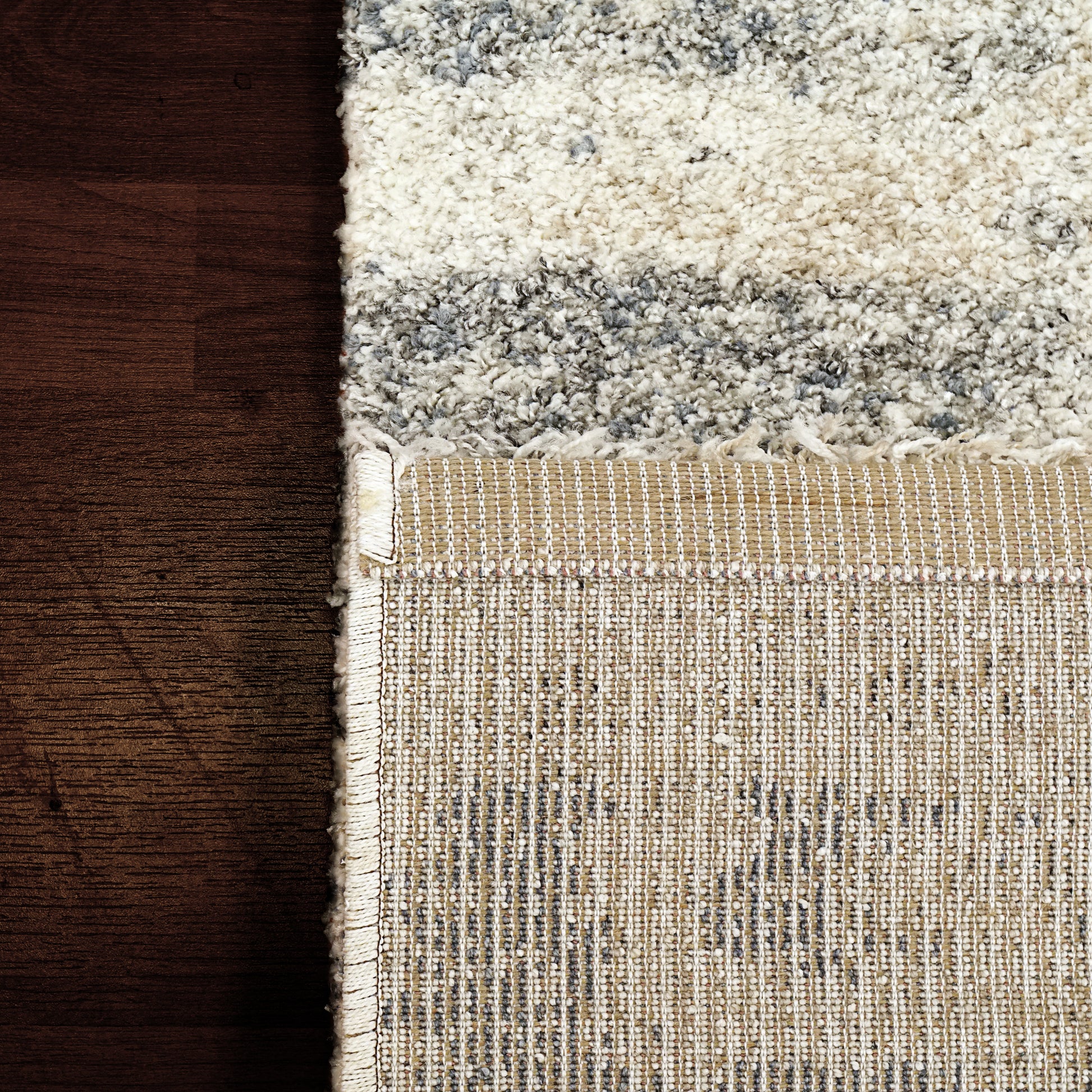 Mehari Contemporary Beige/Grey/Blue Abstract High Pile Rug