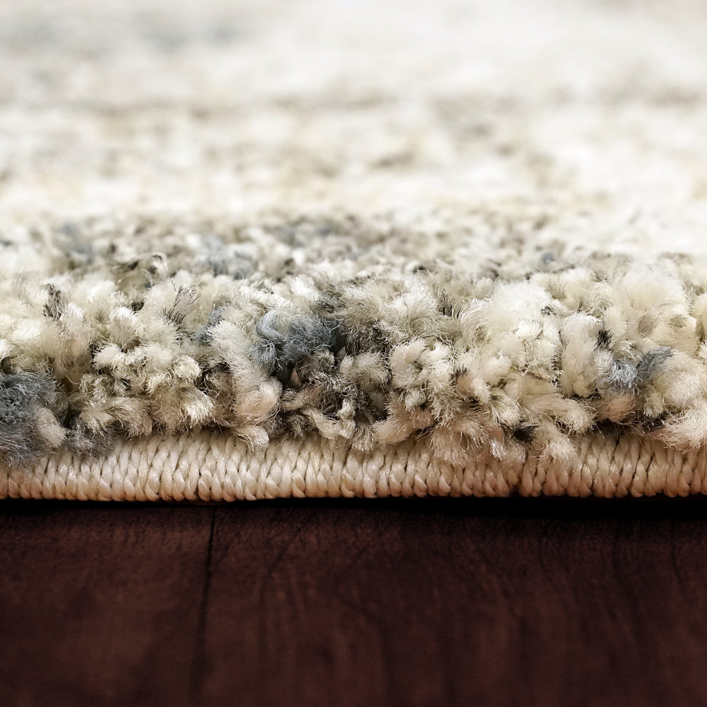Mehari Contemporary Beige/Grey/Blue Abstract High Pile Rug