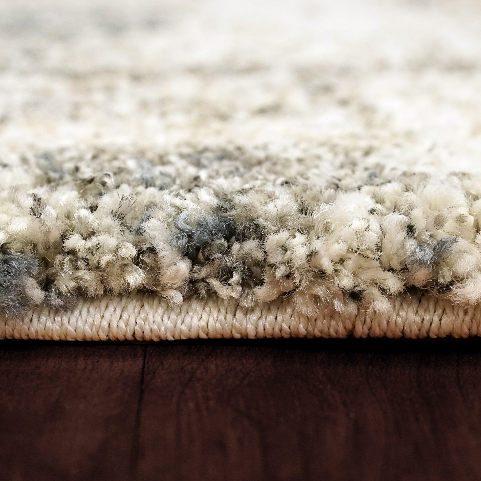 Mehari Contemporary Beige/Grey/Blue Abstract High Pile Rug